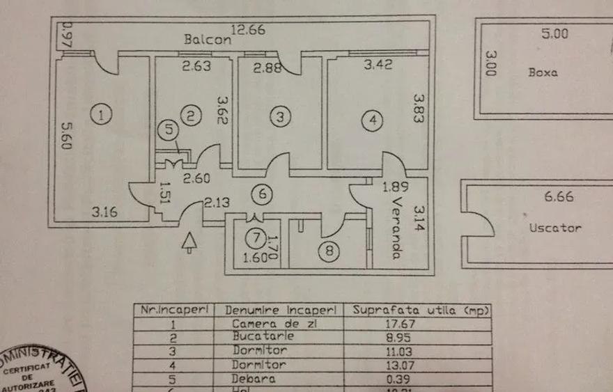 - Apartament 3 camere zona Calarasilor, etaj intermediar, balcon 12mp