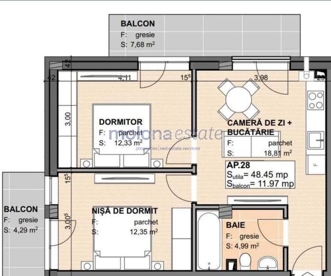 Apartament cu 2 dormitoare, ansamblu rezidential Apahida cu CF! - 5