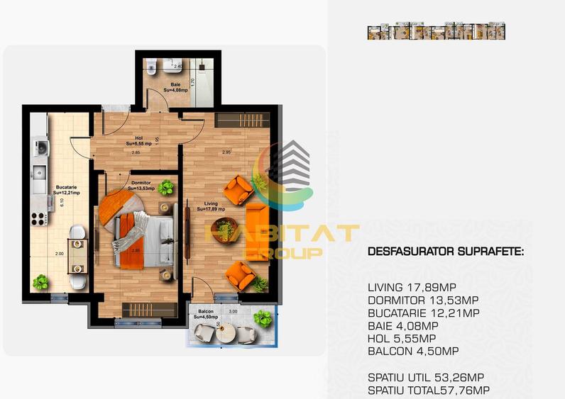 Vânzare Apartament 2 camere  58 mp- Metrou Berceni Popești Leordeni