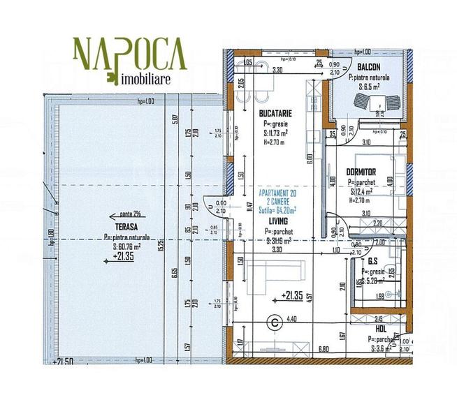 Apartament 2 camere de vanzare in Intre Lacuri, Cluj Napoca