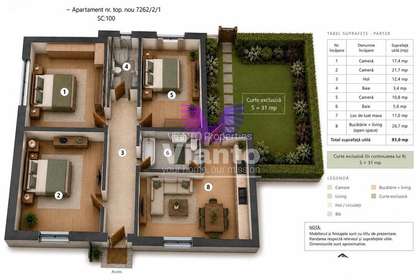 Apartament la casa individuala 93 mp cu curte - zona Parcul Sub Arini-Strand - 1