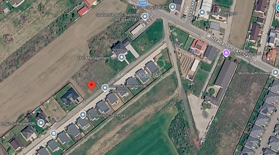 Balotești Str. Cireșului - Teren intravilan 1068 mp, deschidere 33 ml, utilități - 6