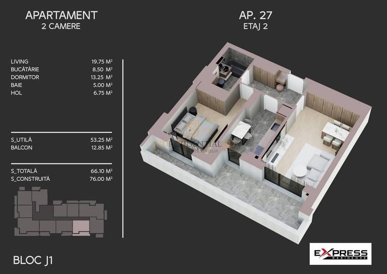 Apartament 2 camere, decomandat, ansamblu securizat, Bd. Metalurgiei