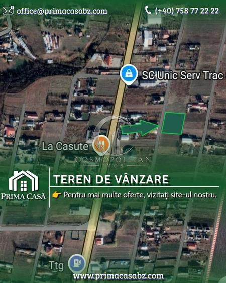 Investiție Imobiliară: Teren 1947mp d=40m în Posta Calnau BZ la 45.000 neg.