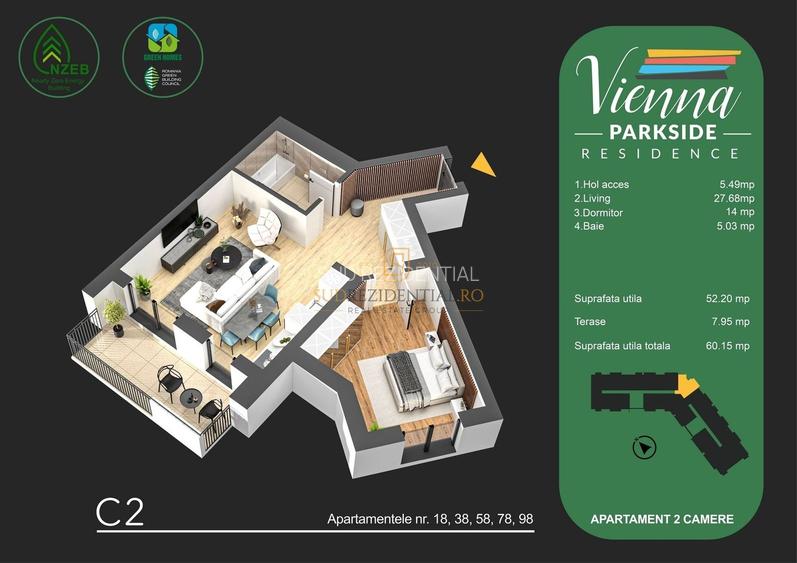 Apartament modern cu 2 camere, ansamblu GREEN, Parc Tudor Arghezi - 1