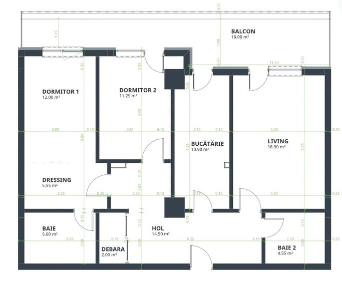 Apartament 3 camere, 103 mp, 2 bai, dressing, finisaje premium, Nicolina