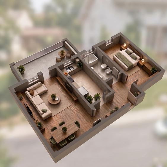 Apartament 2 camere, Loc de parcare, Incalzire in pardoseala, Comision 0