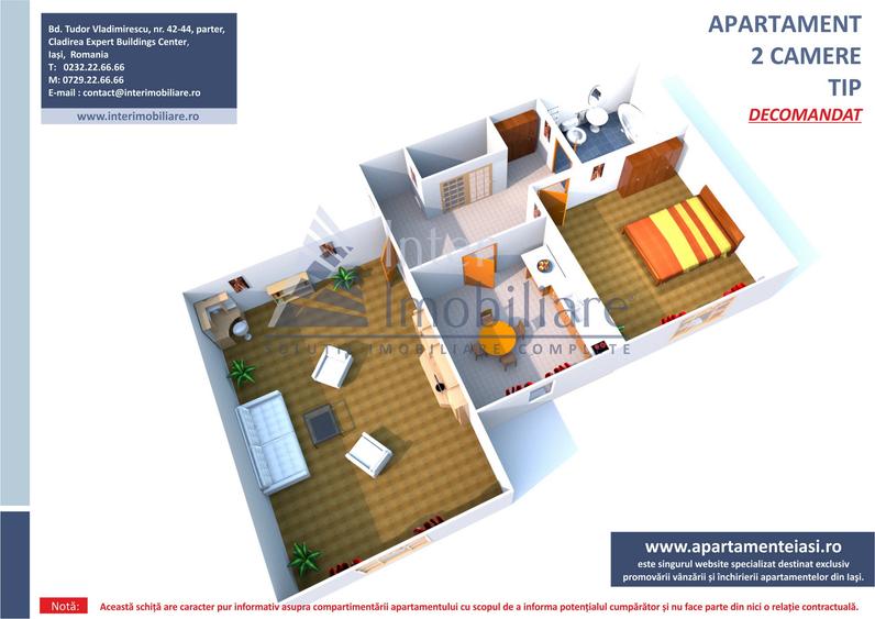 51 mp, de vanzare apartament 2 camere in zona Nicolina, Nicolina 2, Cod 163423