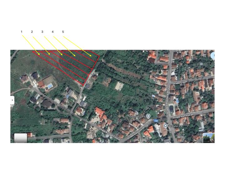 De vanzare cinci parcele adiacente de teren de constructii in Deva, zona Vulcan