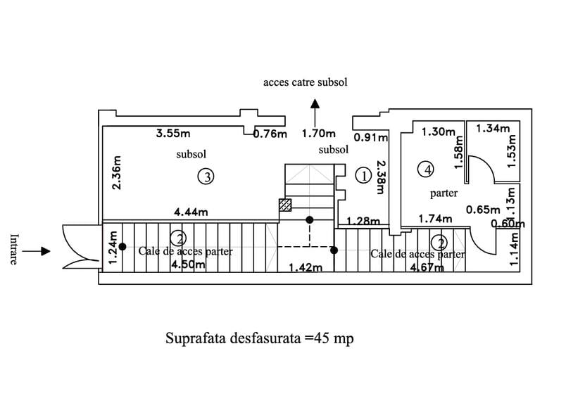 Spațiu comercial 113mp, demisol + parter, zona Blumana