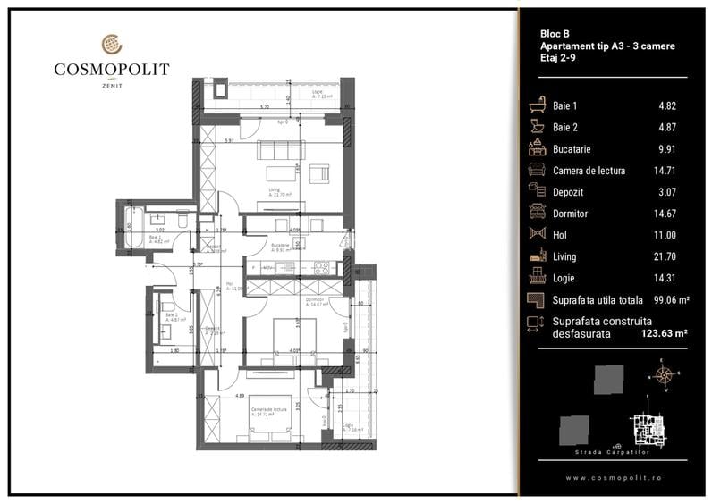Apartament 3 camere - Bloc B, 99.06 mp - 7