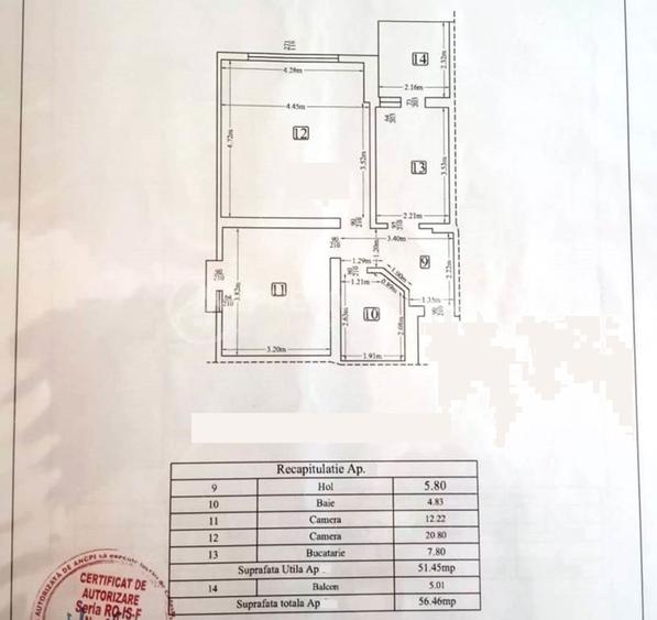 ETAJ 1! LOC DE PARCARE! Apartament 2 camere 56mp, Bucium, CT, BLOC NOU