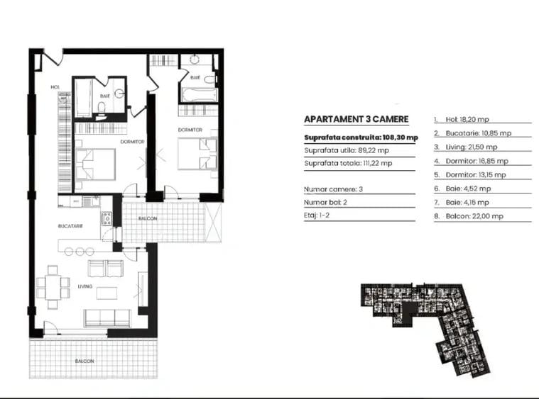 Apartament 3 camere sut 111mp,Bloc boutique,Metrou Pipera,Comision 0% - 11