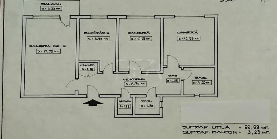 3 camere Titan decomandat, et. 1, an 1979, 70 mp, renovat