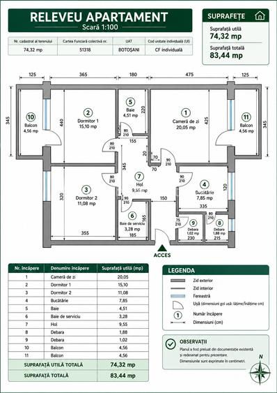 Apartament cu 3 camere decomandat 74,32 mp | 2 balcoane |  ZONA STEJARI - 20
