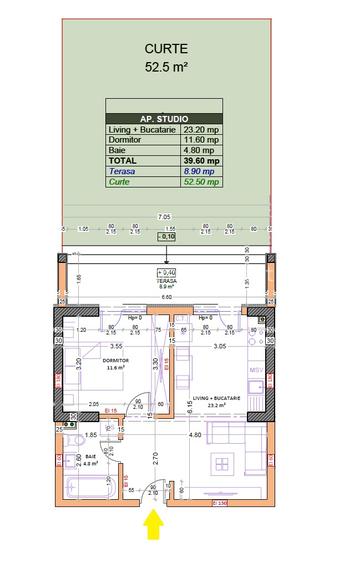 2 camere open-space si curte proprie, Bloc Nou, Metrou M2 - 2