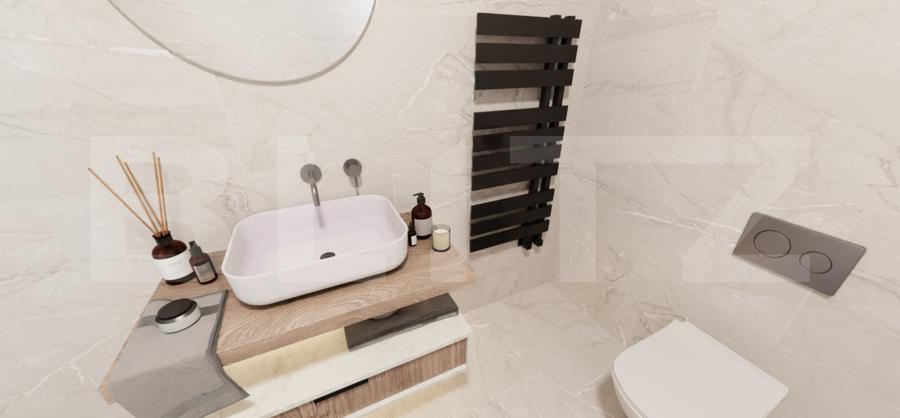Apartament spatios cu gradina, 68mp, cu 3 camere, dressing, garaj