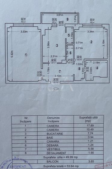 2 camere Mihai Bravu decomandat, an 1983, metrou, 54 mp, reabilitat