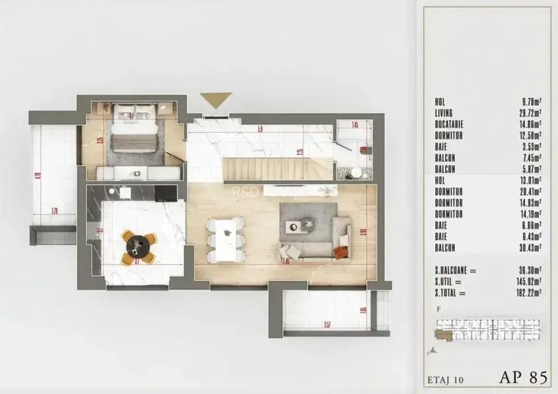 Apartament tip Duplex 5 Camere | 3 bai | Lux Ansamblu Premium Sector 3 - 7