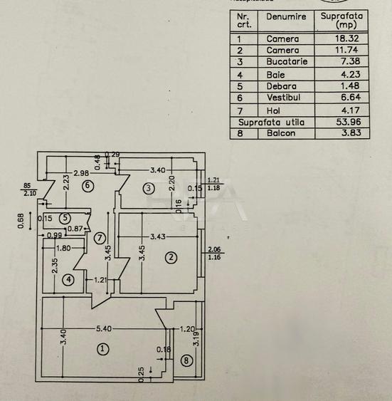 2 camere Ozana decomandat, et. 2, an 1979, 58 mp
