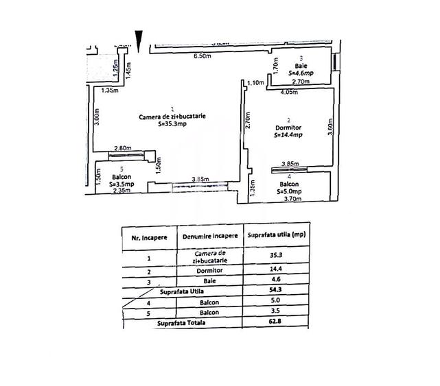 Apartament cu 2 camere, 54mp utili+2 balcoane, etaj 1/2, parcare - 1