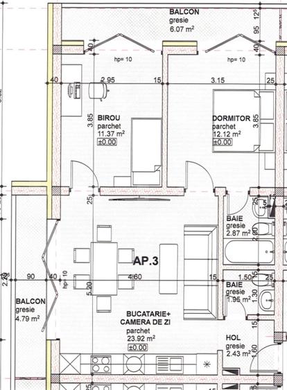 Apartament 3 camere, 2 bai, decomandat Calea Moldovei ”la cheie”