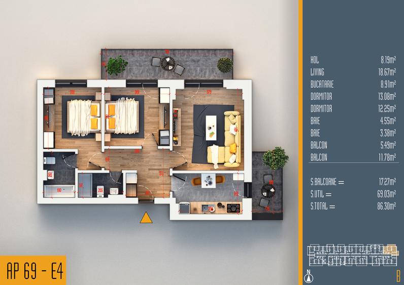 Promotie Neofort 84: Apartament 3 camere parcare inclusa incalzire in pardoseala