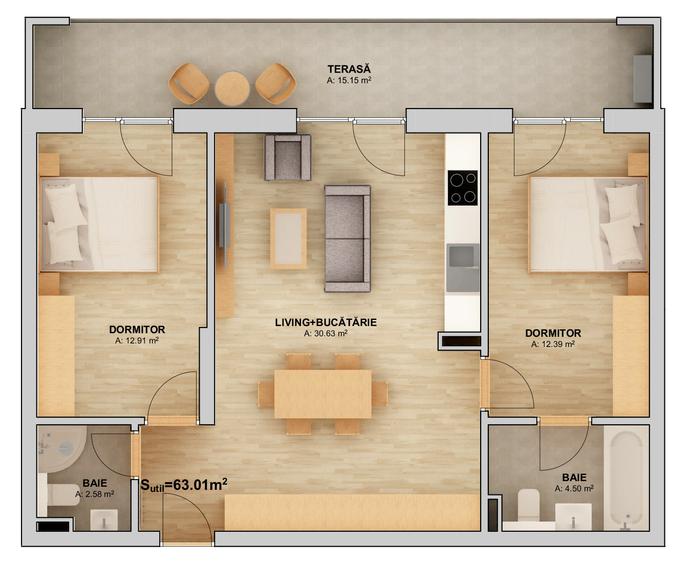 Apartament cu 3 camere finisat la cheie, str. Doamna Stanca, Orhideea Exclusive