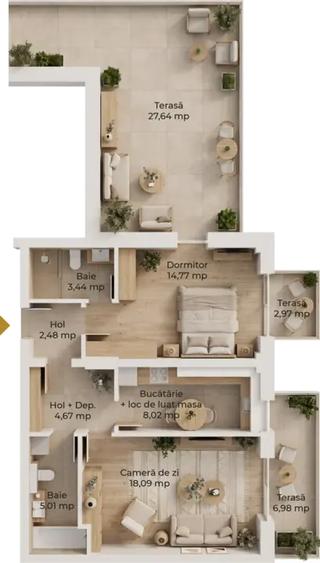 2 camere cu terasă de 27.64 mp, boxă și parcare, Avantgarden Brașov