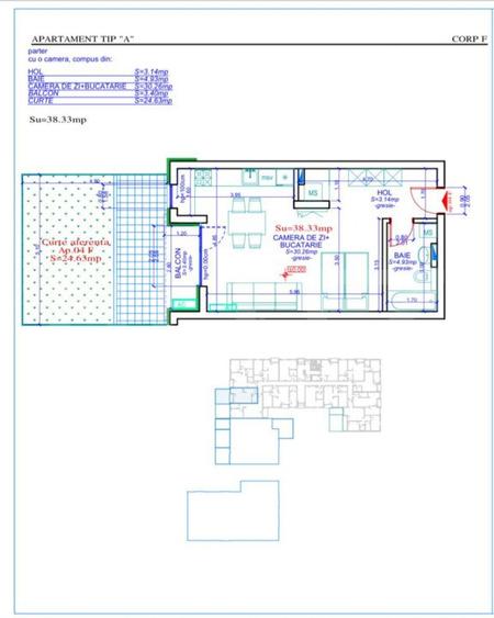Apartament 1 camera,38 mp utili,gradina 24 mp Calea Aradului