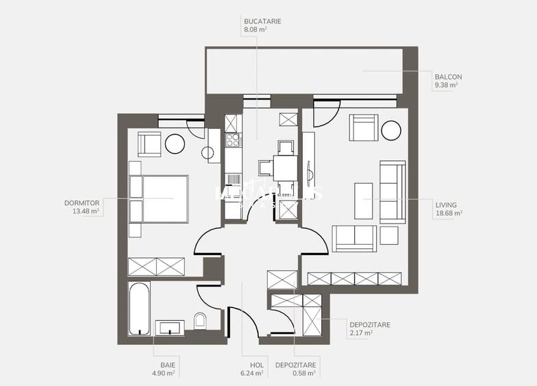 Apartament Premium | 2 camere | Bartolomeu | 54 MP