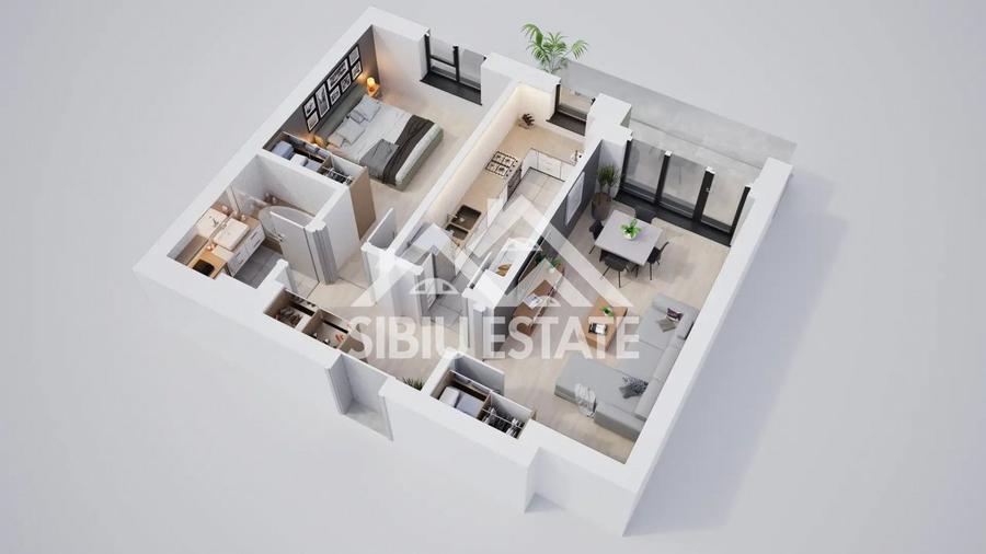 Apartament modern 2 camere cu terasa si incalzire in pardoseala