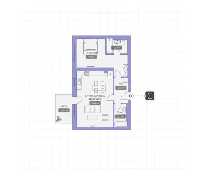 Apartament cu 2 camere și 2 băi – zona Erou Iancu Nicolae