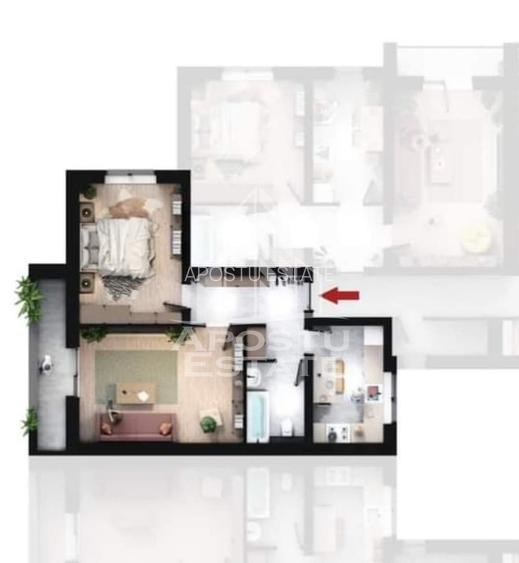 Apartament nou de vanzare cu 2 camere,bucatarie inchisa,mobilata,Giroc - 12