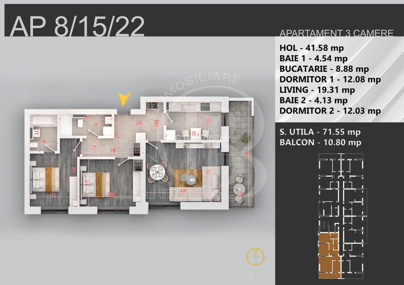 3 camere decomandat bloc boutique 7min STB Bratarii - 1