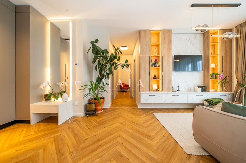 Apartament 3 camere , prima inchirie,Terasă + acces grădină | Parcare subterană