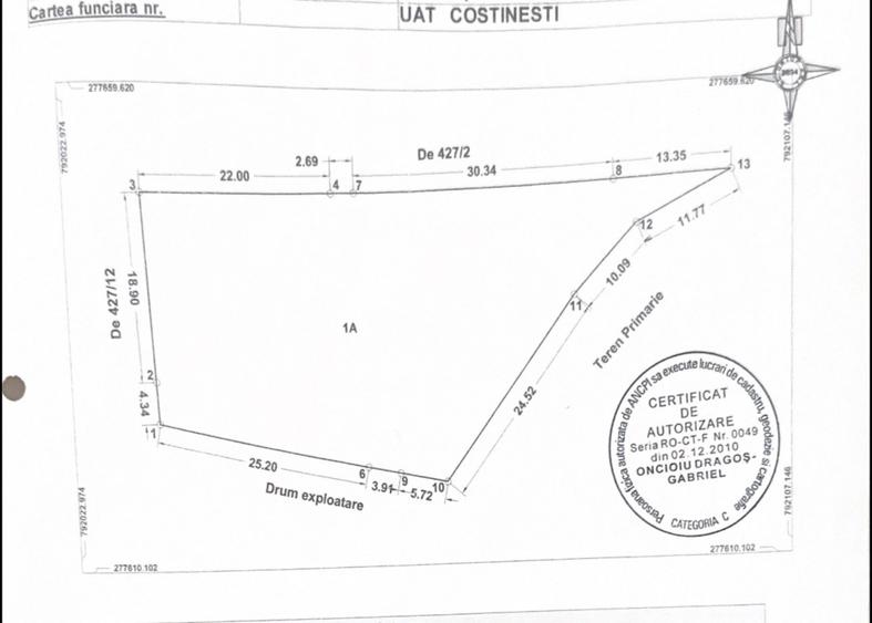 Teren in prima linie la mare, Costinesti - intravilan 1337 mp, utilități - 4