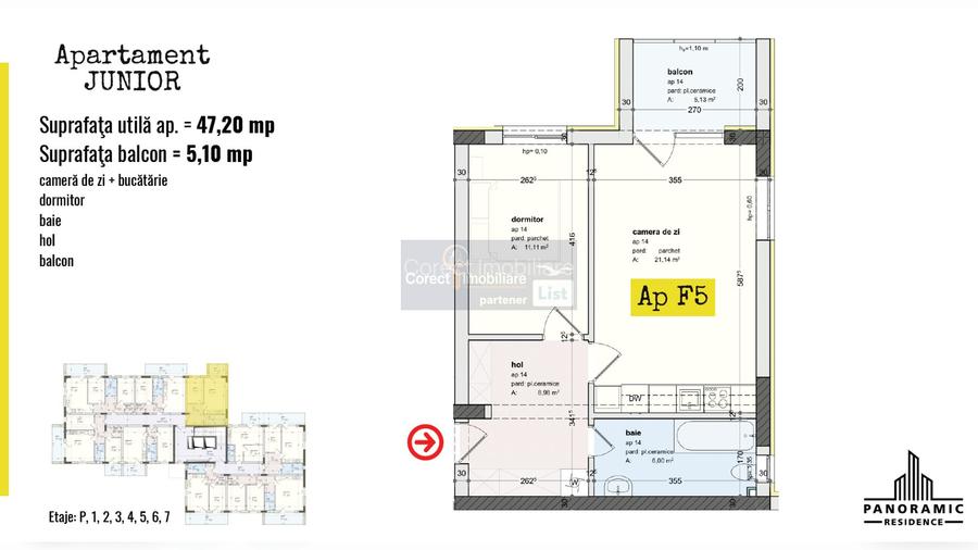 Apartament 2 camere decomandat | 47 mp utili | Zona Panoramic | - 14