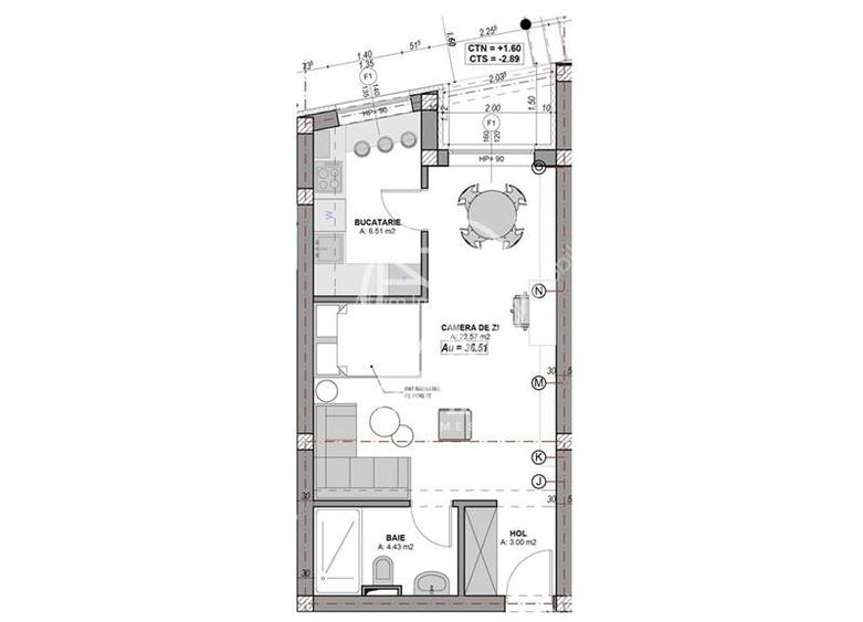 Garsoniera 36 mp cu balcon si parcare finisata la alb zona Turnisor - 4