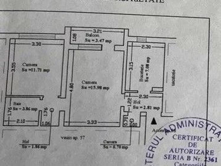 Apartament 2 camere semidecomandat DACIA