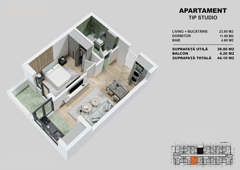 2 camere tip Studio - 44mp - Zona linistita, Parc, Metrou M2 - 2