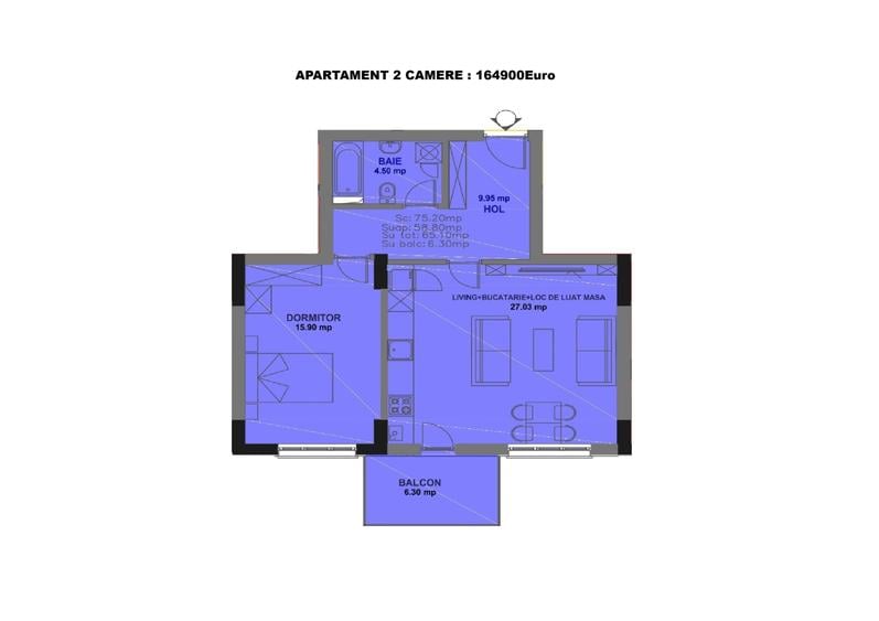 Metrou Straulesti,2cam 68.5mp,decomandat,imobil 2025,etaj 2/5,de la proprietar
