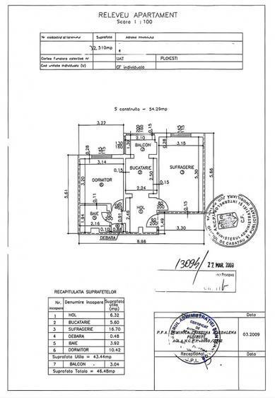 Apartament 2 cam, cf 1 decomandat, etaj 3/4, Carol Davila