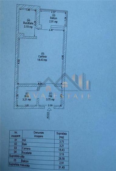 Apartament 1 camera, Et.6, 32 mp - Zona Circumvalatiunii