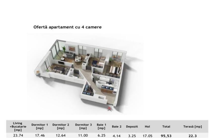 Apartament 4 camere ,96mp, zona Centrala in cel mai exclusivist bloc din Cluj