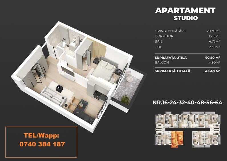 2 camere tip studio - 5 minute Metrou M2 - Bloc nou 2026 - 2