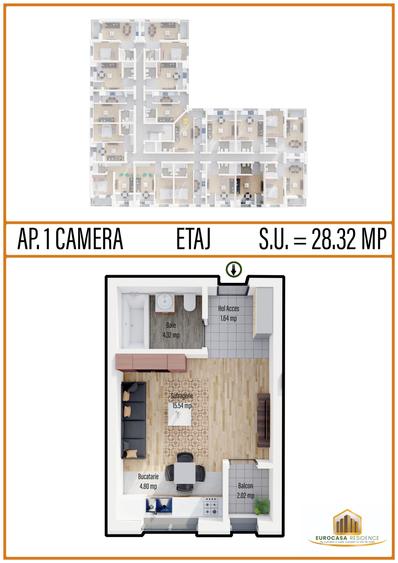 Garsoniera semidecomandata, cartier Militari Residence, comision 0%