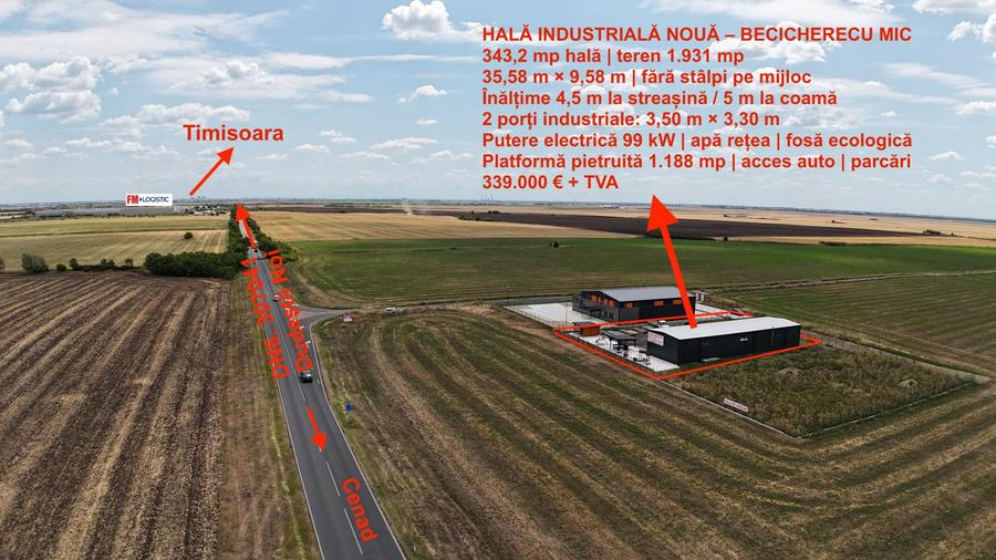 Hală industrială nouă de vânzare – Becicherecu Mic, Tims