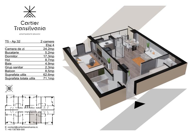 TRANSILVANIA RESIDENCE- CARTIER TRANSILVANIA, APARTAMENT 2 CAMERE