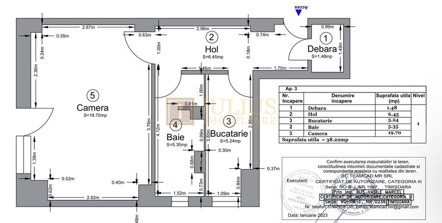1 camera| apartament frumos| vis a vis de Uranus Plaza| etaj 1